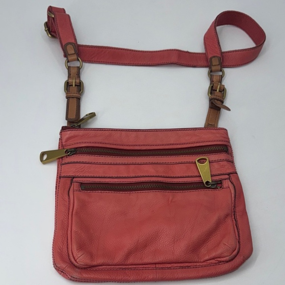 Vintage Fossil Pink Leather Crossbody Bag